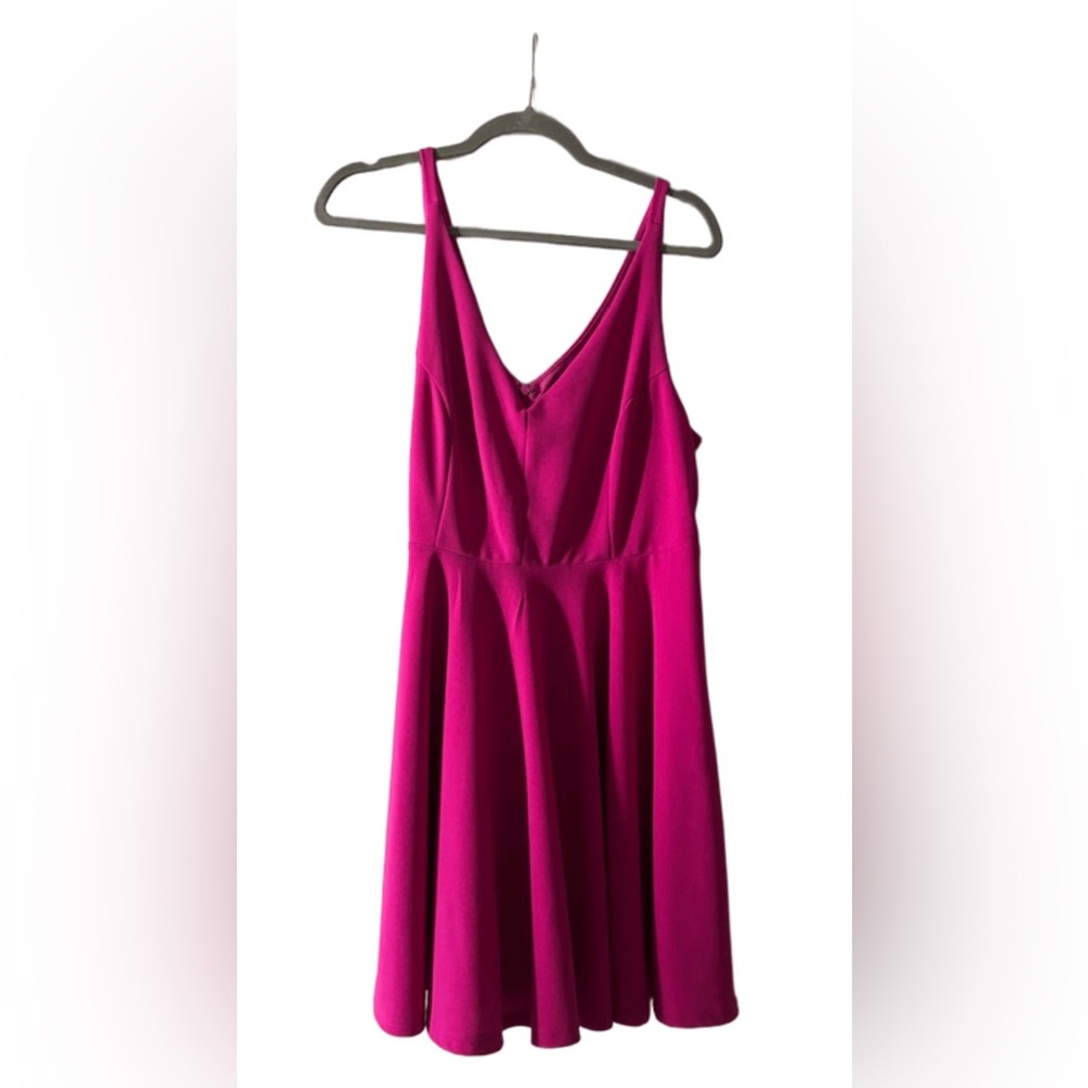 Lulu's Fuchsia/Pink V-Neck Midi Dress
